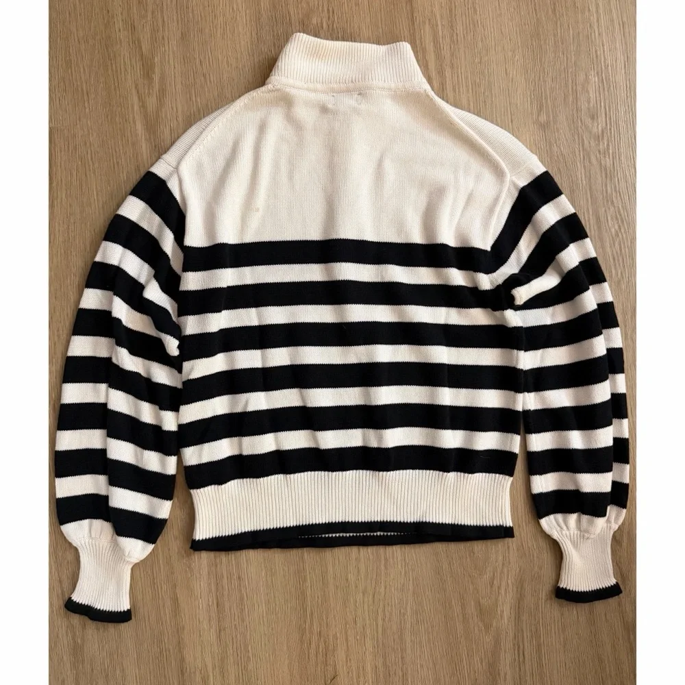 J. Crew Striped half-zip sweater with pearl zipper - Picture 5 of 10